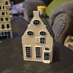 KLM Delft Ceramic House Figurine with Blue Accents Collection # 39